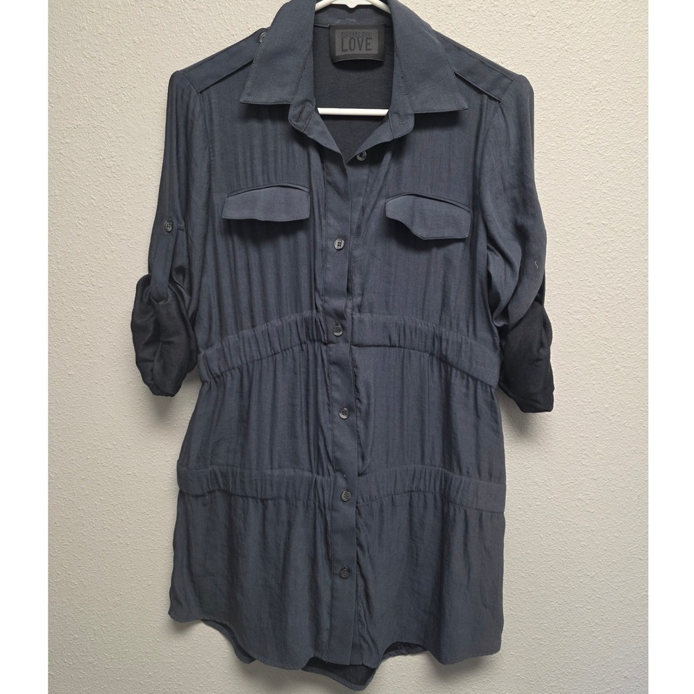 Richard‎ Chai LOVE Women's Gray Button Down Shirt Dress Tunic